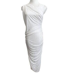 ALC WHITE RUCHED SLEEVELESS MIDI BODYCON DRESS STYLE 6244SJ - XS